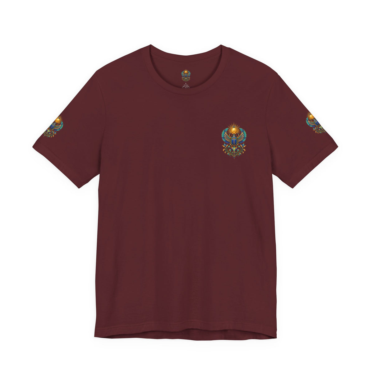 Scarabs & Sun Egyptian Scarab T-Shirt — Golden Sunback Graphic Tee Printify