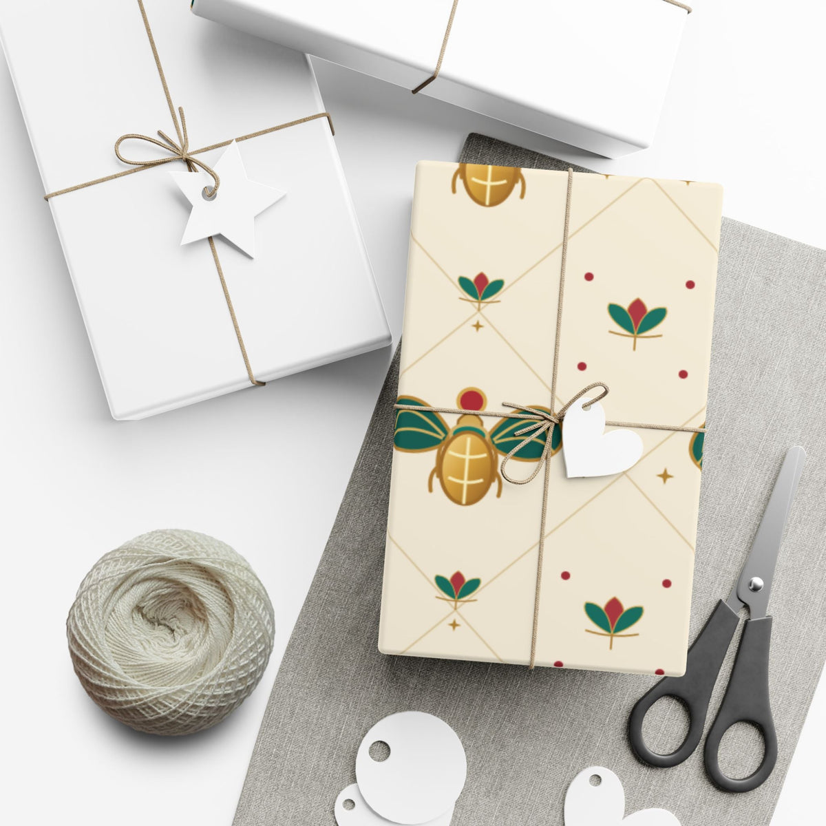 Egyptian Scarab Christmas Wrapping Paper | Egyptian Heritage Gift Wrap Printify