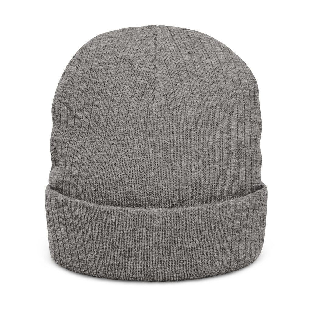 Ribbed knit beanie with embroidered eagle