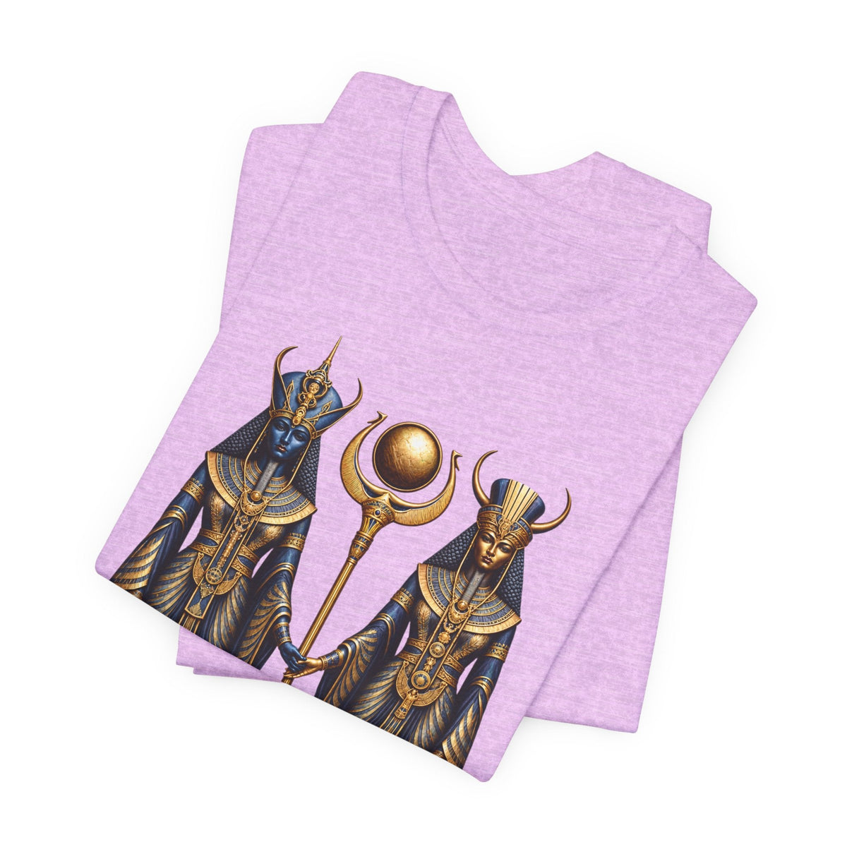 Egyptian Goddess Duo T-Shirt — Ankh & Sun Staff Graphic Tee Printify