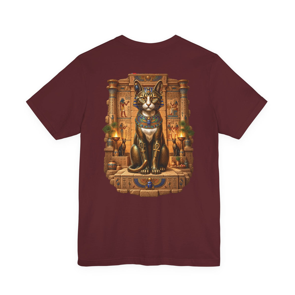 Egyptian Cat Graphic Tee — Ancient Egyptian Temple Pharaonic Cat T-Shirt Printify
