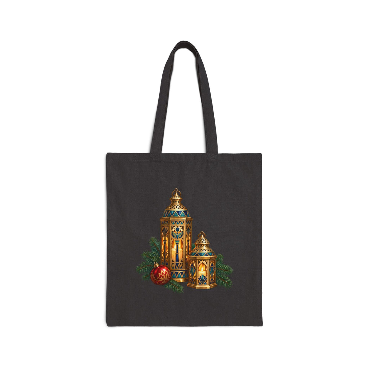 Egyptian Lanterns Christmas Canvas Tote — Festive Candlelight Printify