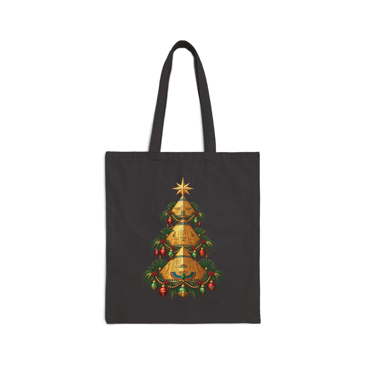 Egyptian Pyramid Christmas Tree Canvas Tote Bag Printify