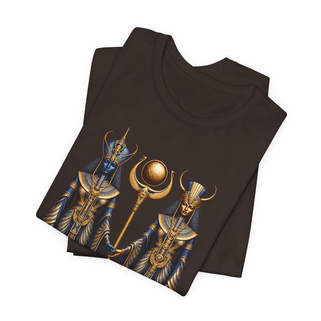 Egyptian Goddess Duo T-Shirt — Ankh & Sun Staff Graphic Tee Printify