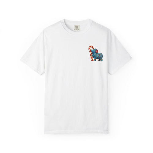 Blue Egyptian Hippo Christmas T-Shirt — Candy Cane Holiday Printify