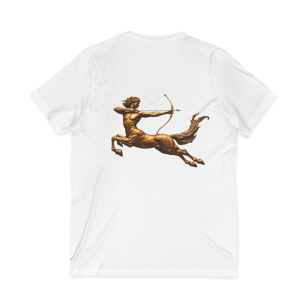 V-neck T-shirt with archer centaur graphic