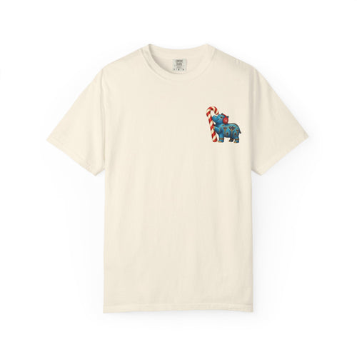 Blue Egyptian Hippo Christmas T-Shirt — Candy Cane Holiday Printify