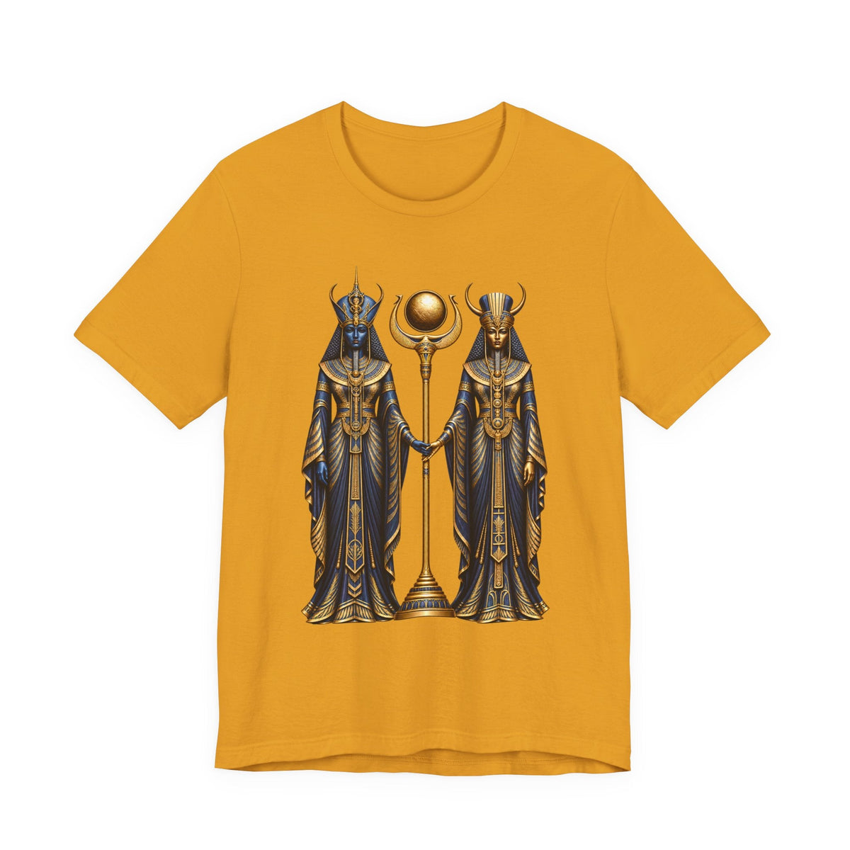 Egyptian Goddess Duo T-Shirt — Ankh & Sun Staff Graphic Tee Printify