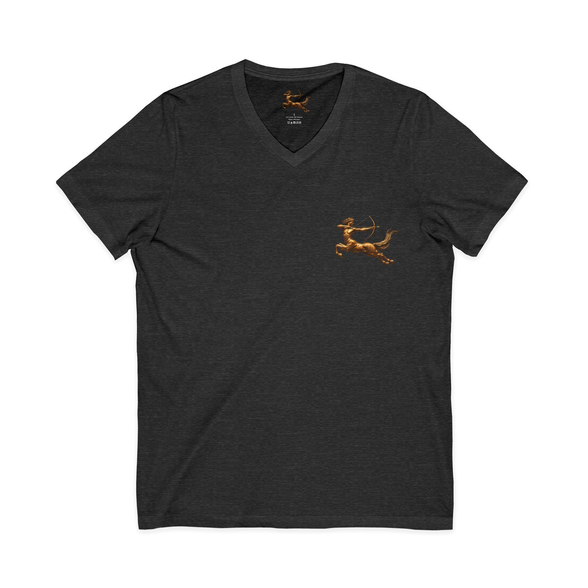 V-neck T-shirt with archer centaur graphic