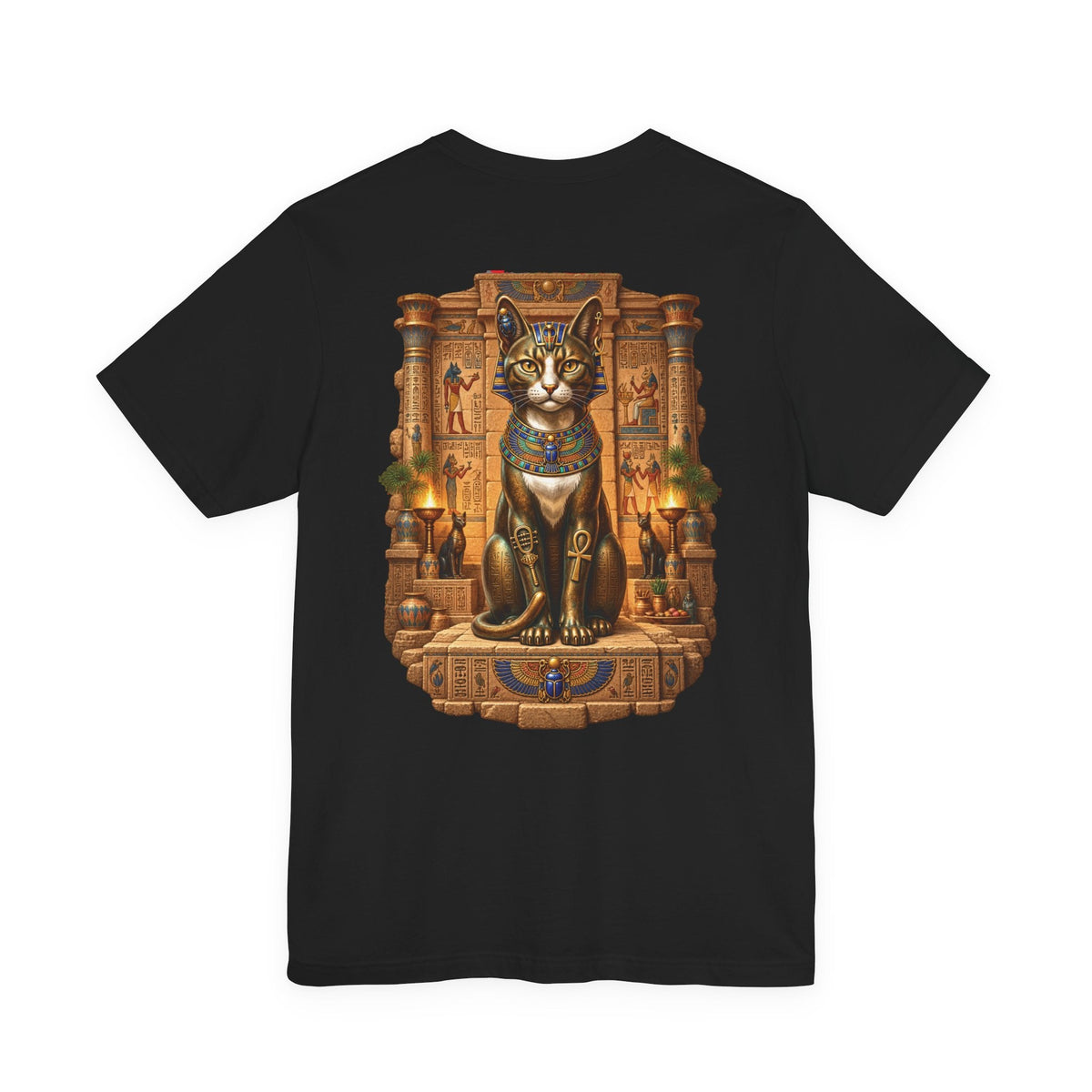 Egyptian Cat Graphic Tee — Ancient Egyptian Temple Pharaonic Cat T-Shirt Printify