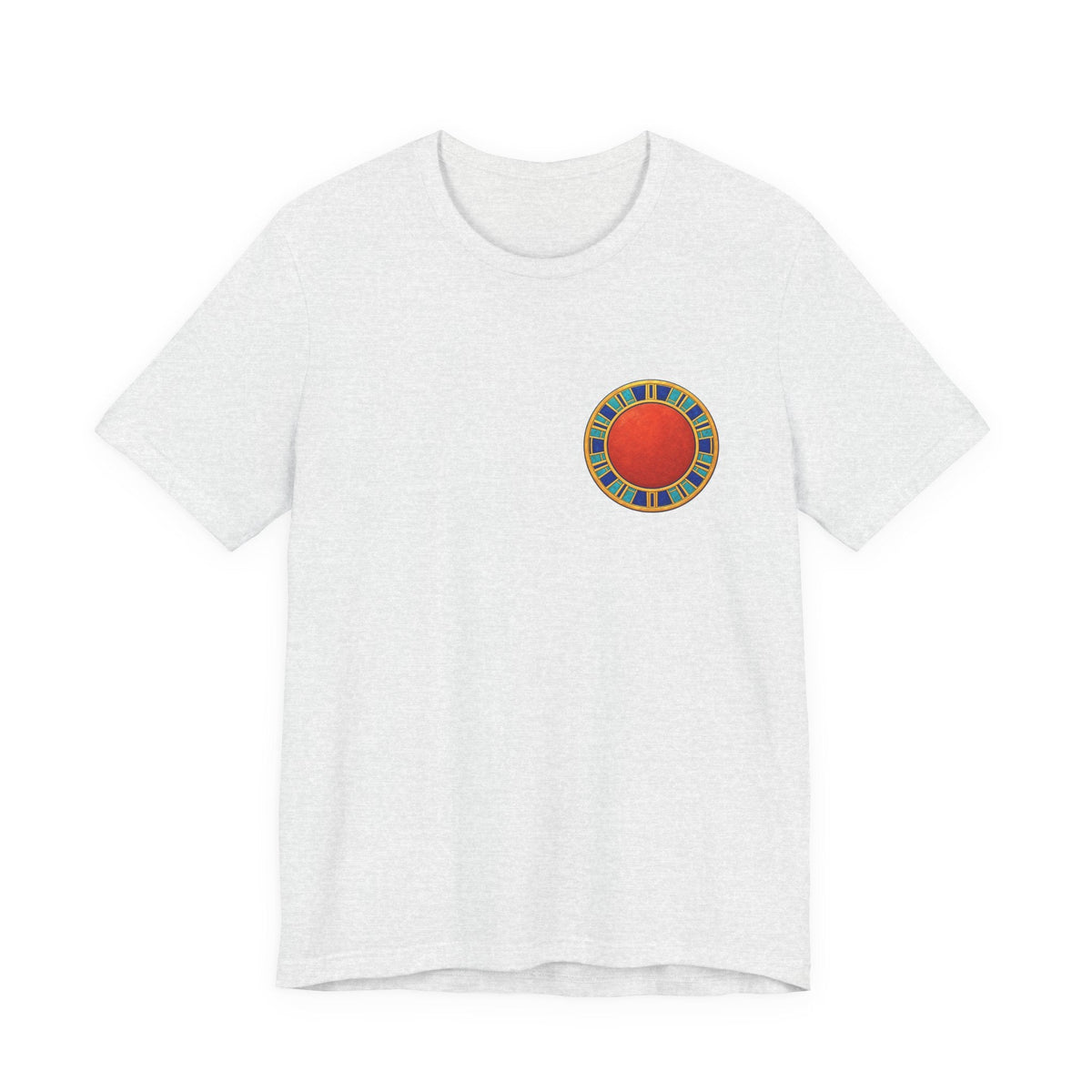 Unisex T-shirt with red Egyptian sun disk chest graphic