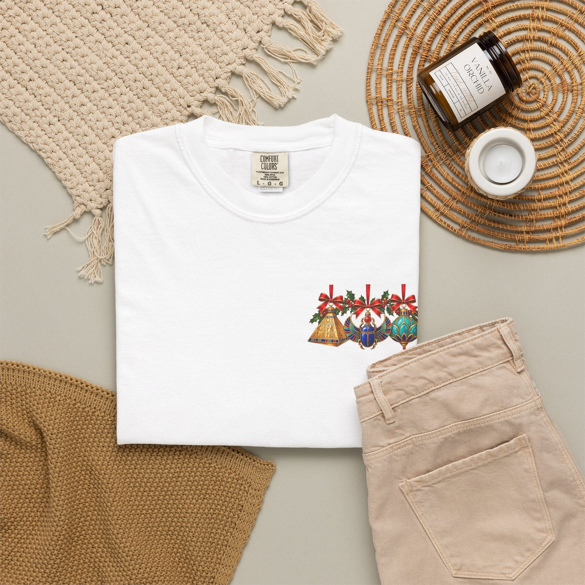Egyptian Christmas Ornament Trio T-Shirt Printify