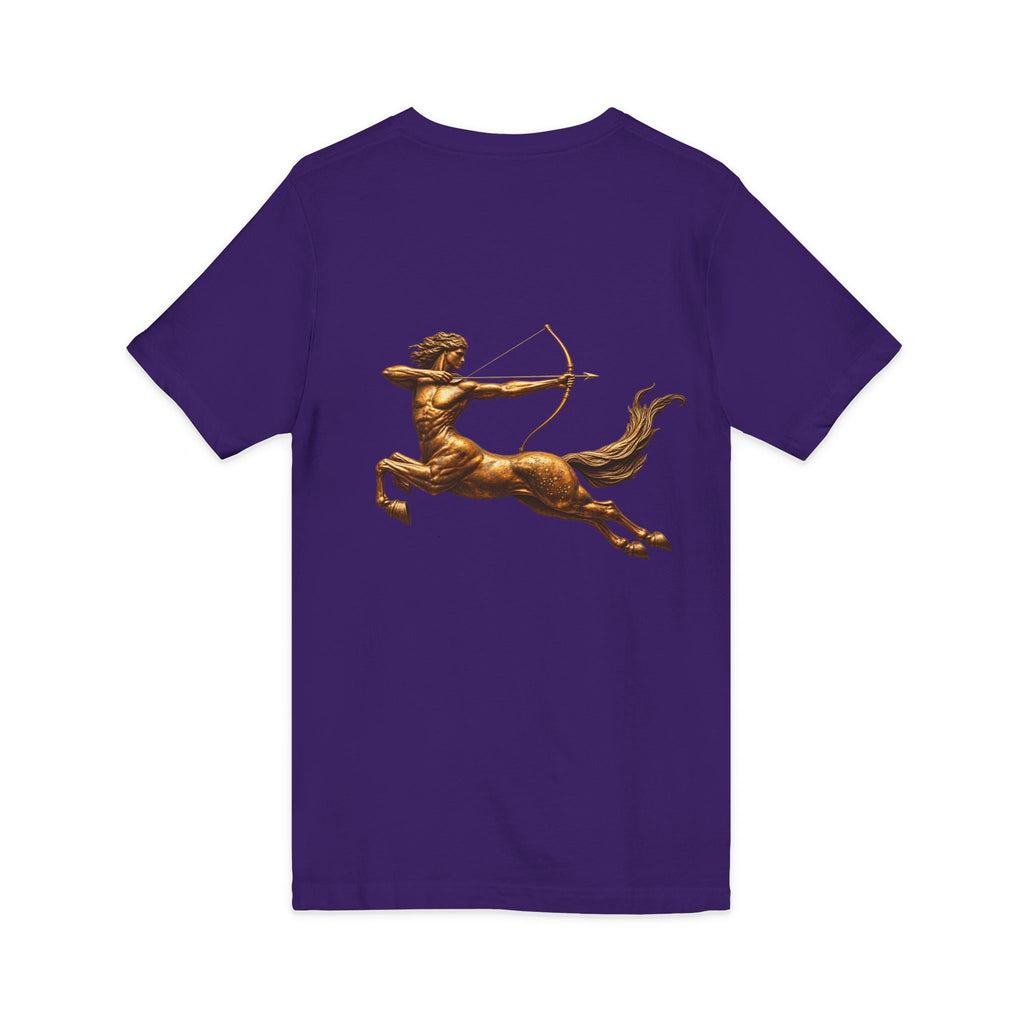 V-neck T-shirt with archer centaur graphic