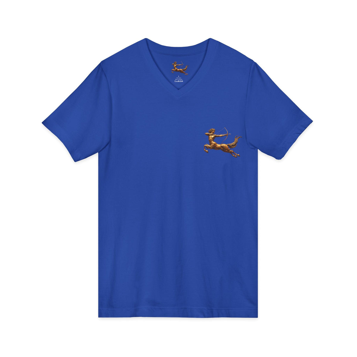 V-neck T-shirt with archer centaur graphic