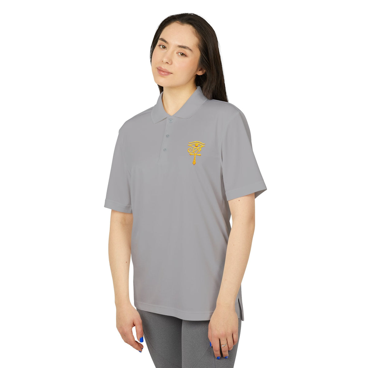 Eye of Horus Polo Shirt — Egyptian Symbol Embroidered Performance Golf Polo Printify