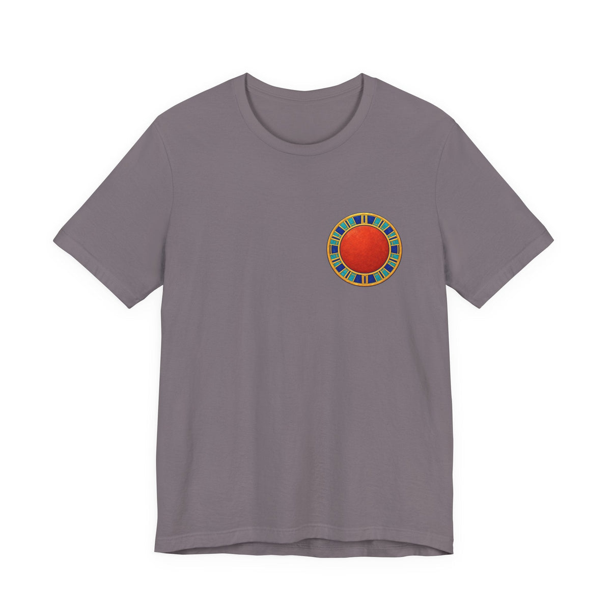 Unisex T-shirt with red Egyptian sun disk chest graphic