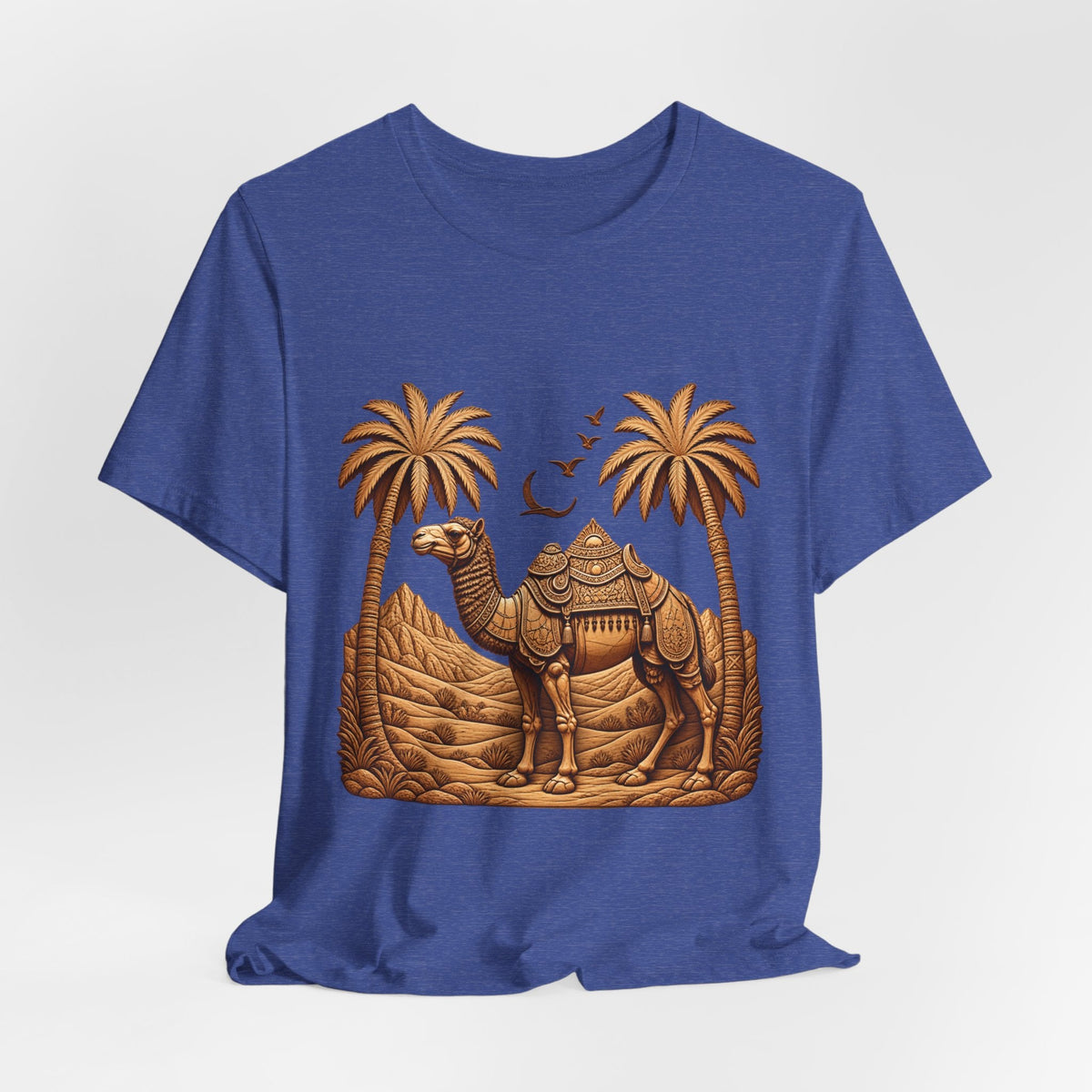 Camel Oasis T-Shirt — Egyptian Desert Palm Graphic Tee Printify