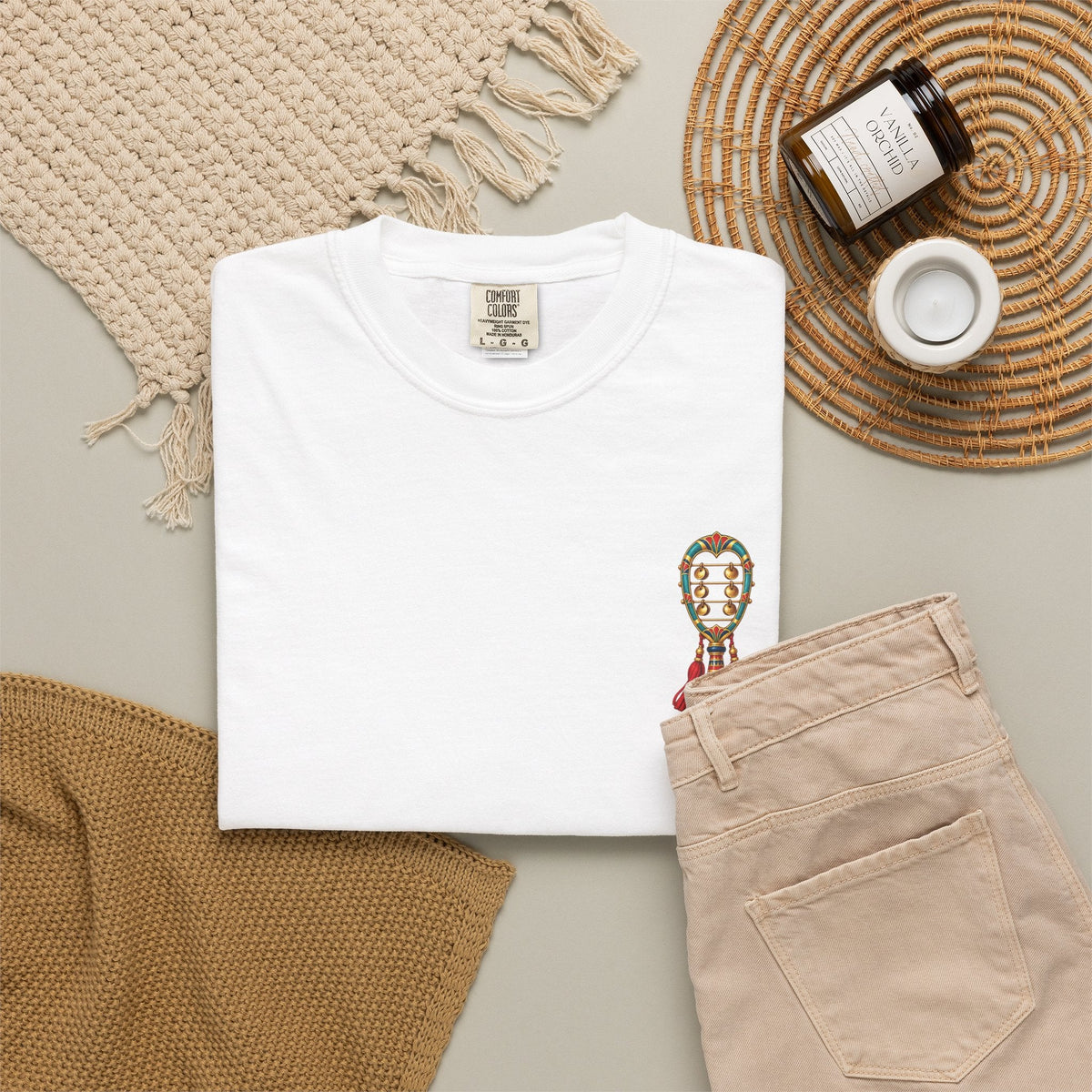 Egyptian Sistrum Christmas T-Shirt — Festive Rattle & Stars Printify