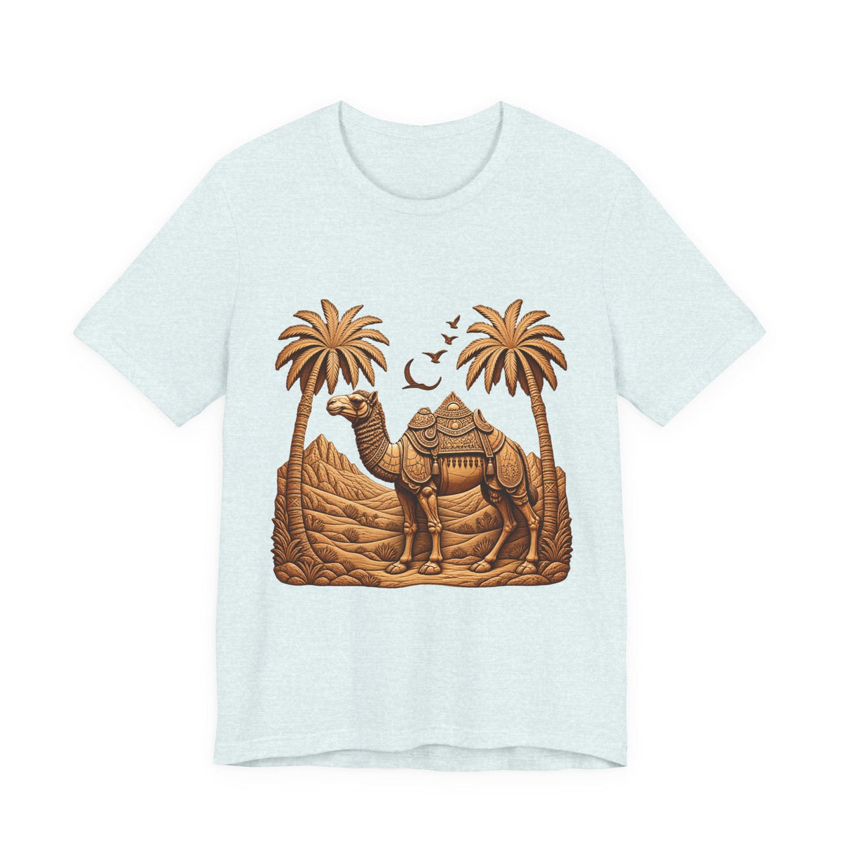Camel Oasis T-Shirt — Egyptian Desert Palm Graphic Tee Printify