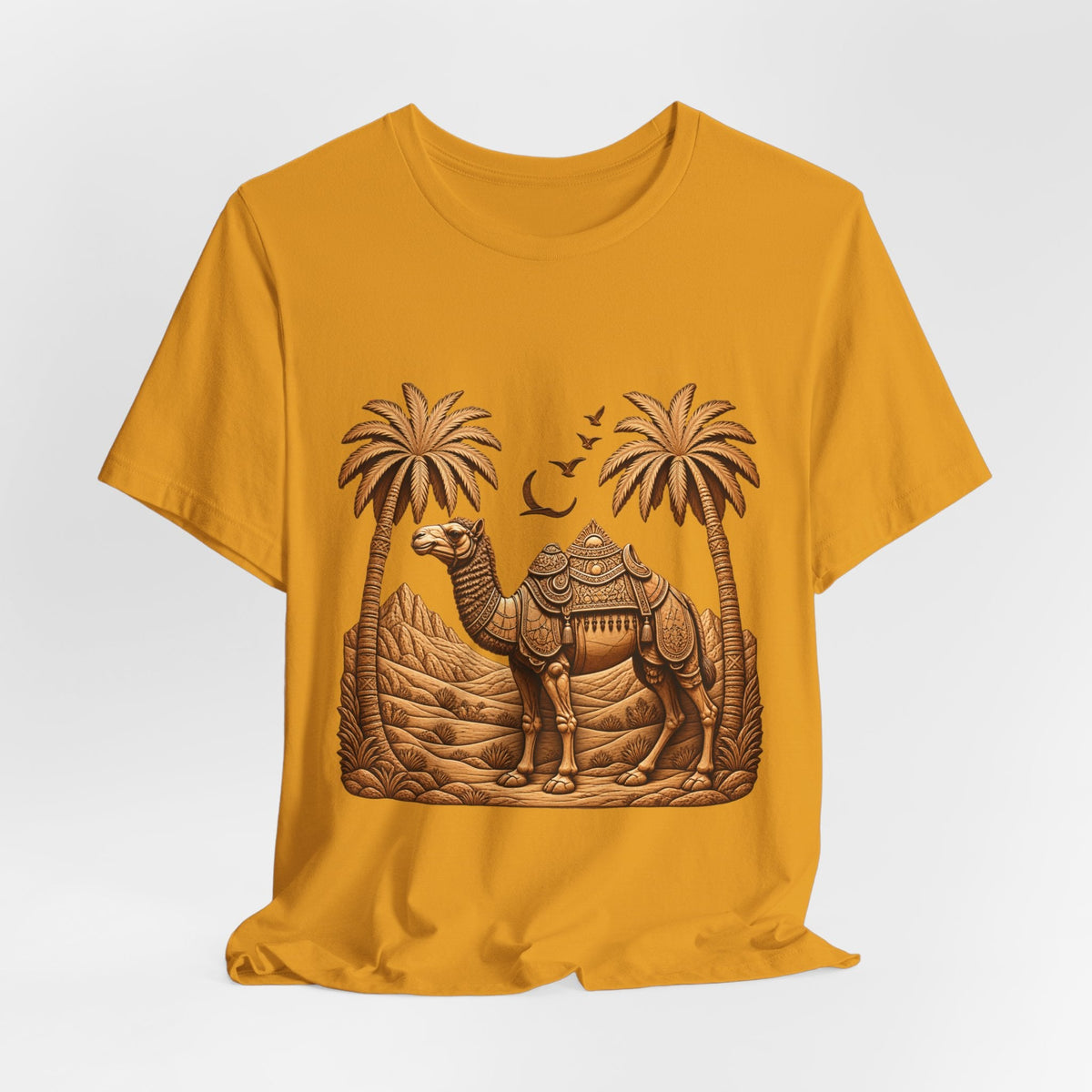 Camel Oasis T-Shirt — Egyptian Desert Palm Graphic Tee Printify