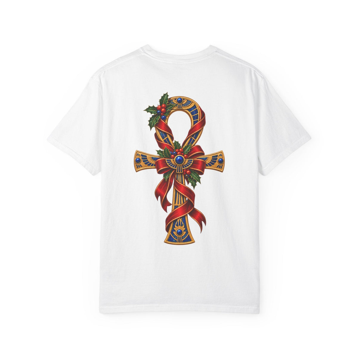 Egyptian Ankh Christmas Ribbon T-Shirt Printify