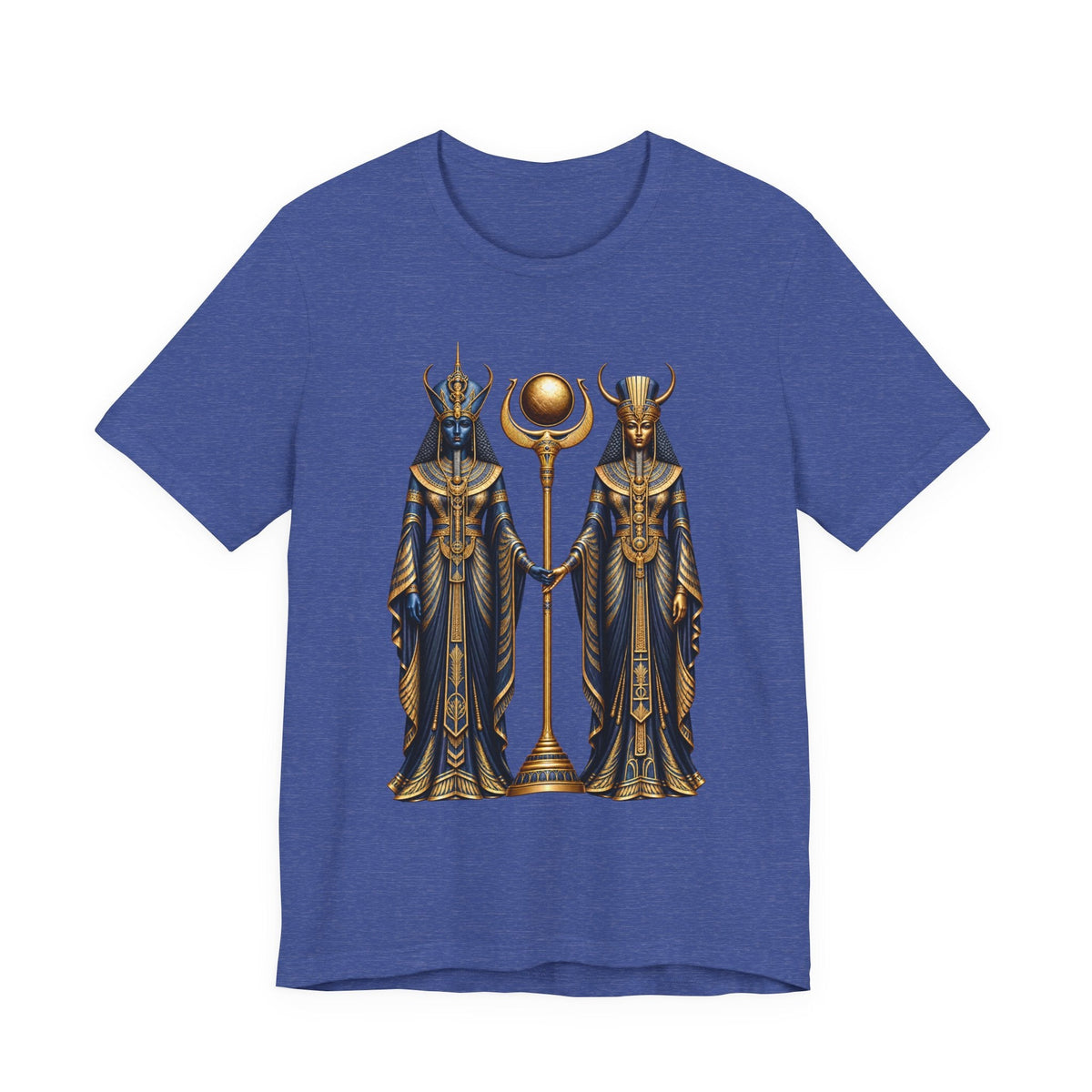 Egyptian Goddess Duo T-Shirt — Ankh & Sun Staff Graphic Tee Printify