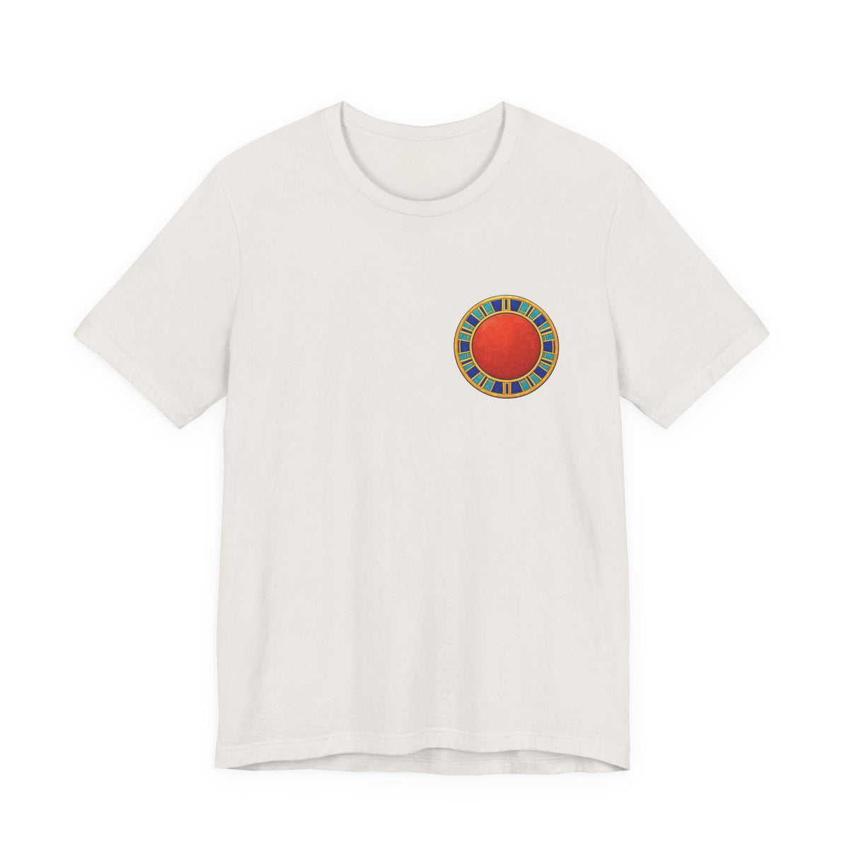 Unisex T-shirt with red Egyptian sun disk chest graphic