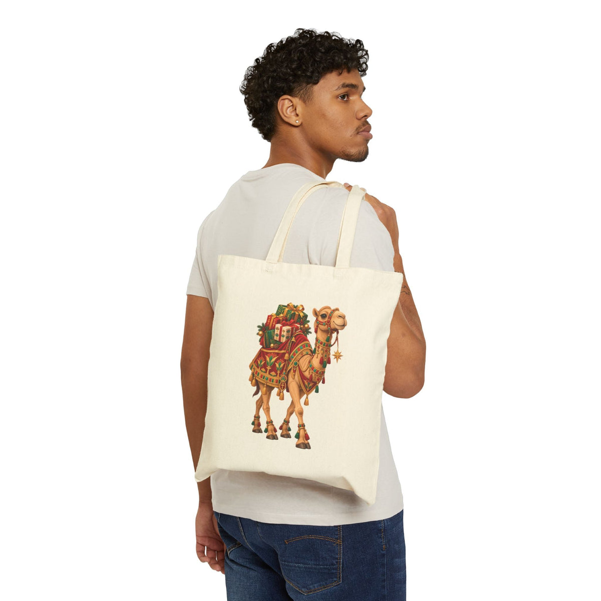 Egyptian Royal Camel Christmas Canvas Tote Bag Printify