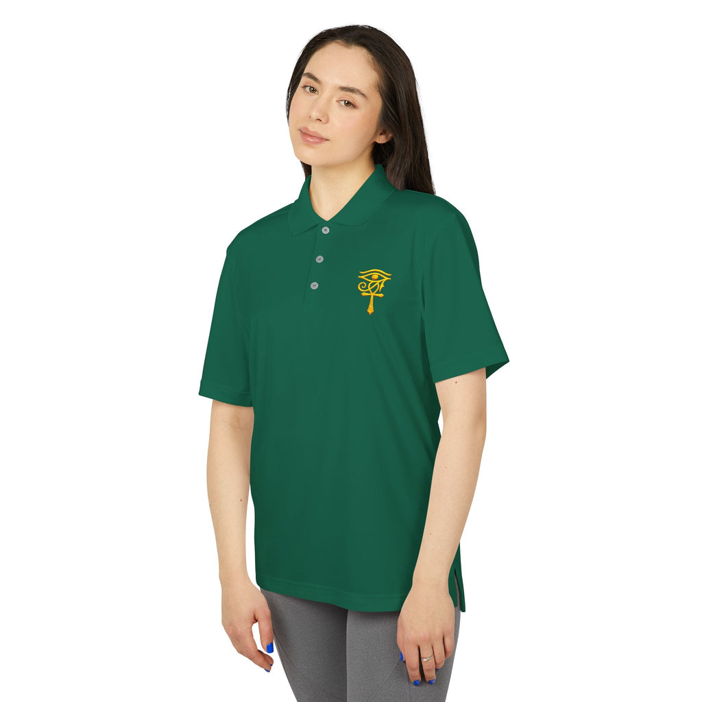 Eye of Horus Polo Shirt — Egyptian Symbol Embroidered Performance Golf Polo Printify