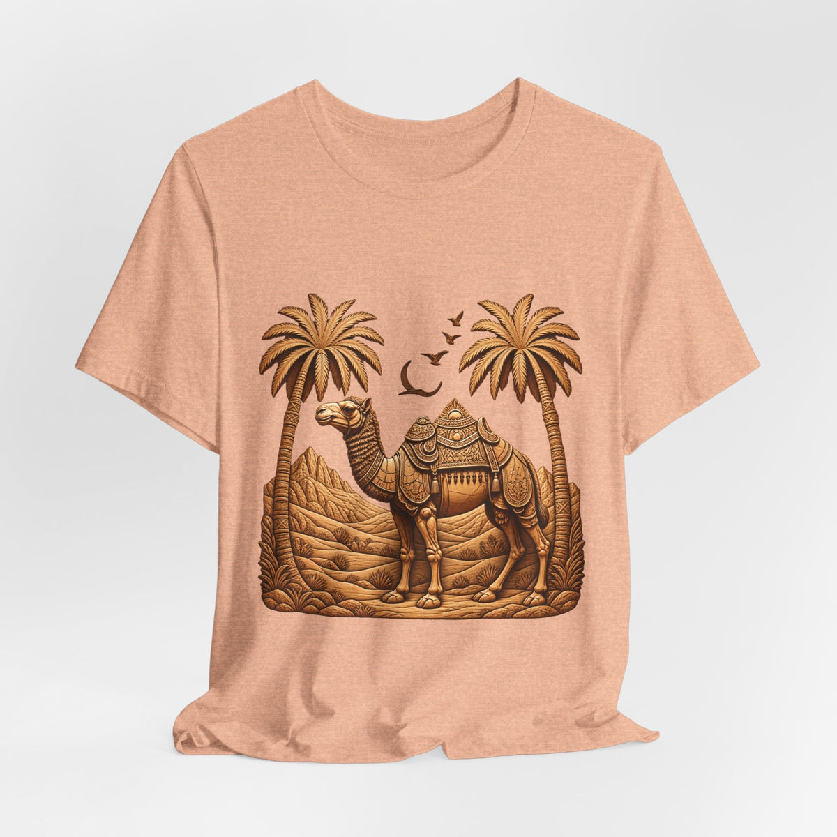 Camel Oasis T-Shirt — Egyptian Desert Palm Graphic Tee Printify