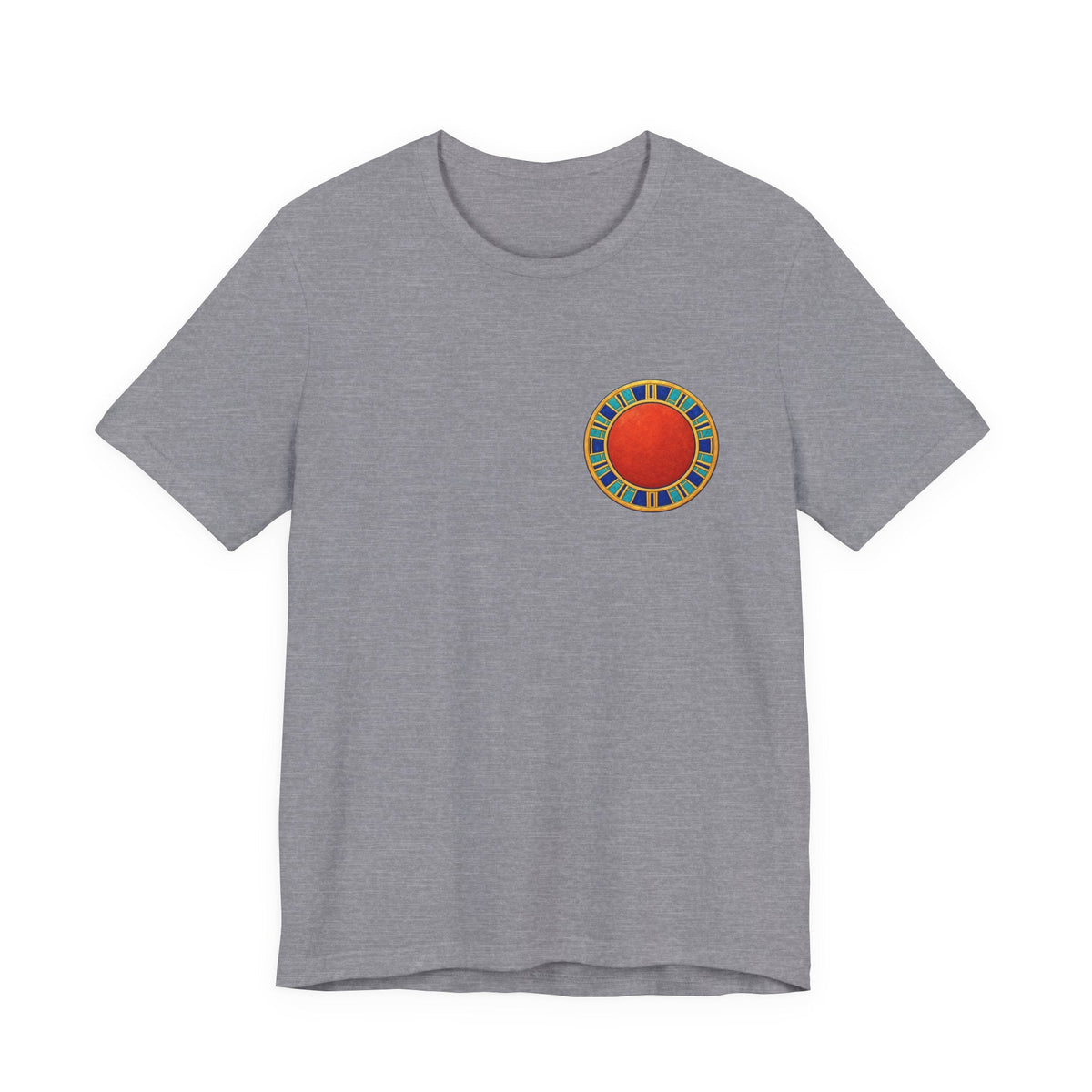 Unisex T-shirt with red Egyptian sun disk chest graphic