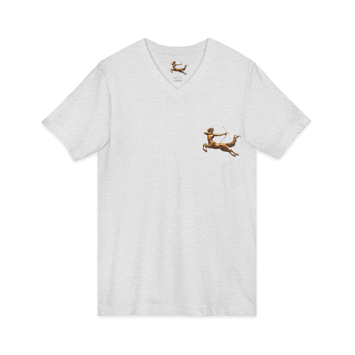 V-neck T-shirt with archer centaur graphic