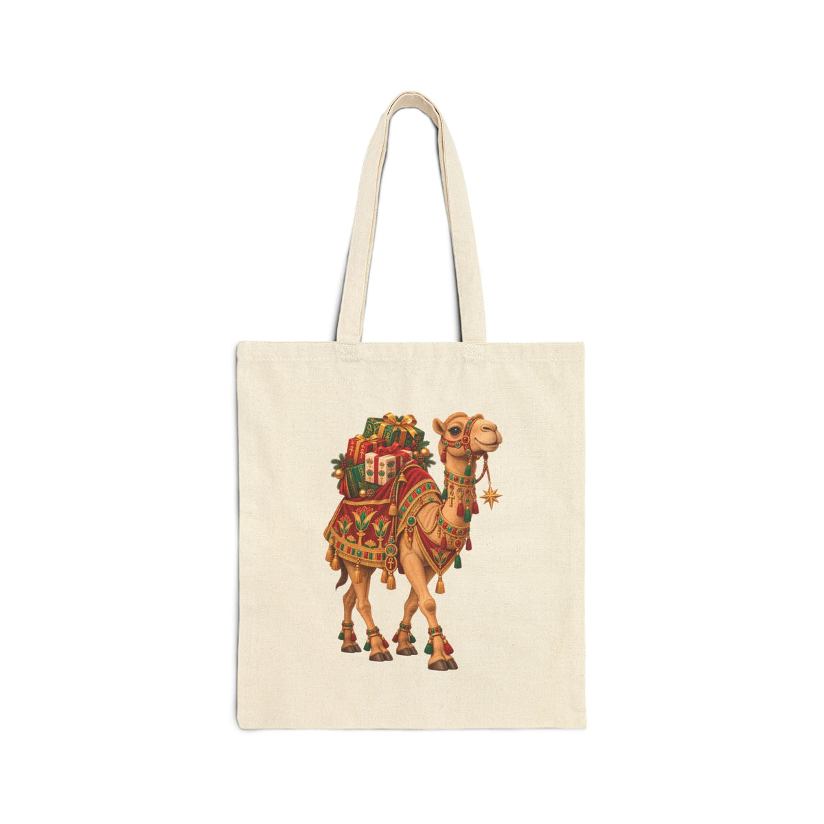Egyptian Royal Camel Christmas Canvas Tote Bag Printify
