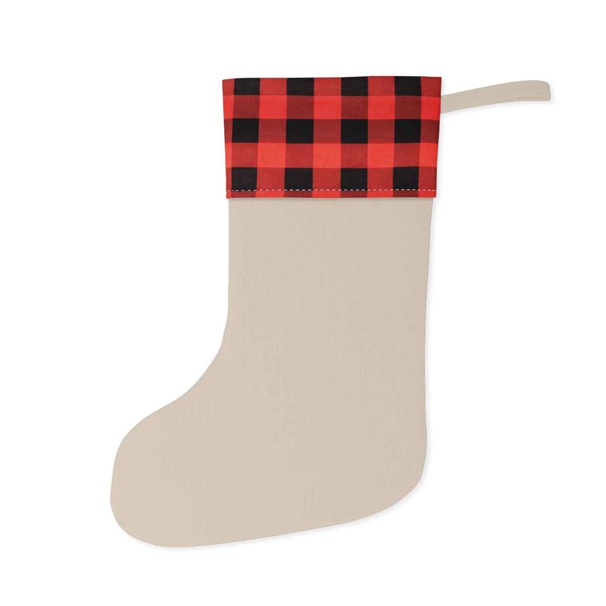 Vintage Christmas Tree Christmas Stocking, Red Buffalo Plaid Cuff Printify