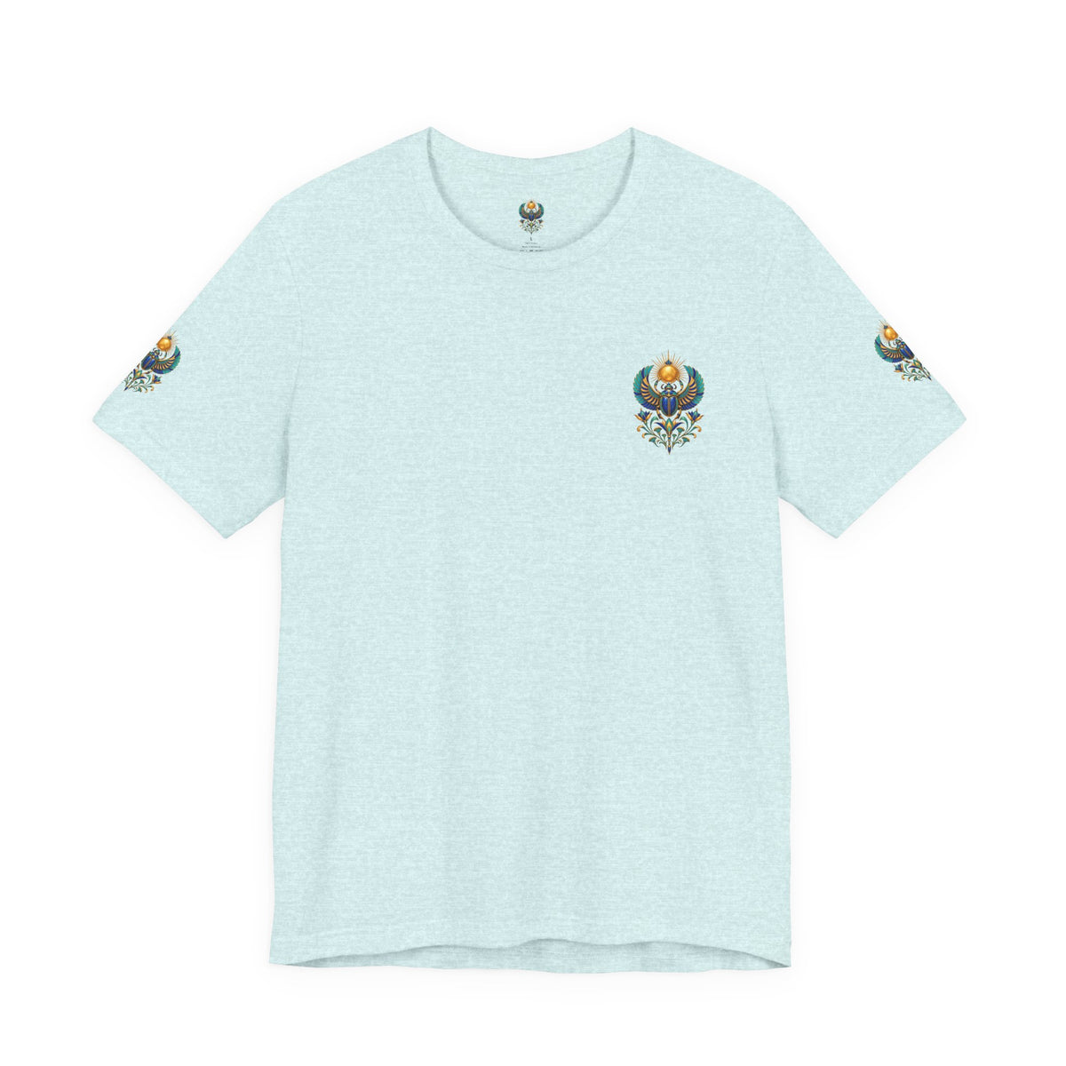 Scarabs & Sun Egyptian Scarab T-Shirt — Golden Sunback Graphic Tee Printify
