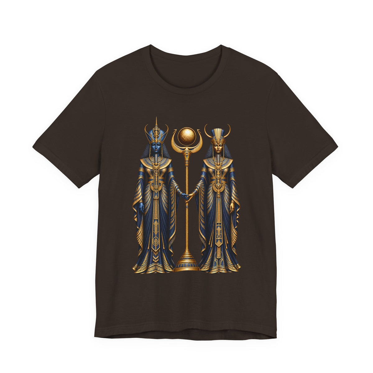 Egyptian Goddess Duo T-Shirt — Ankh & Sun Staff Graphic Tee Printify