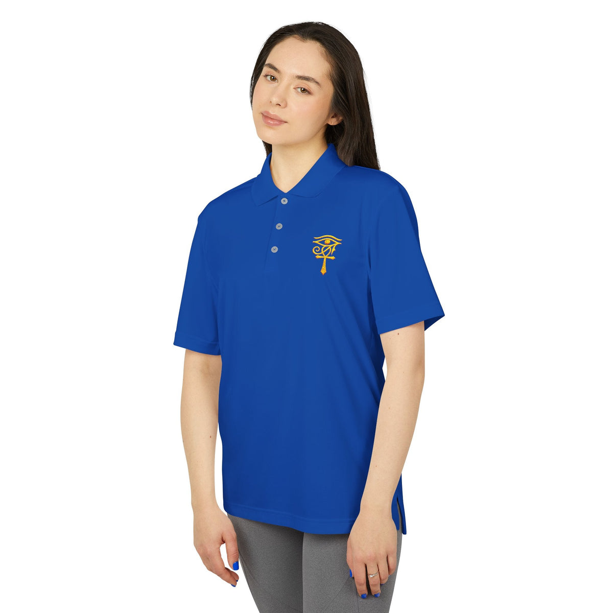 Eye of Horus Polo Shirt — Egyptian Symbol Embroidered Performance Golf Polo Printify