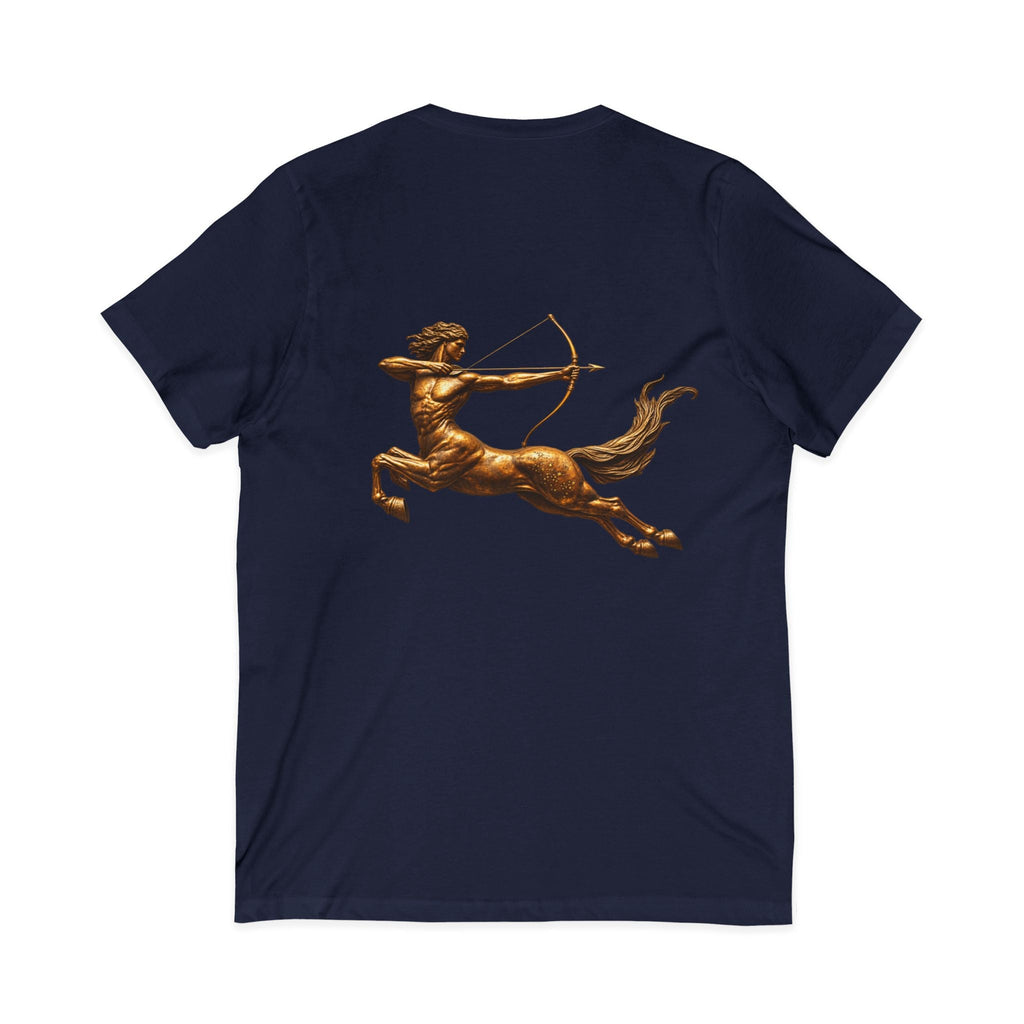 V-neck T-shirt with archer centaur graphic