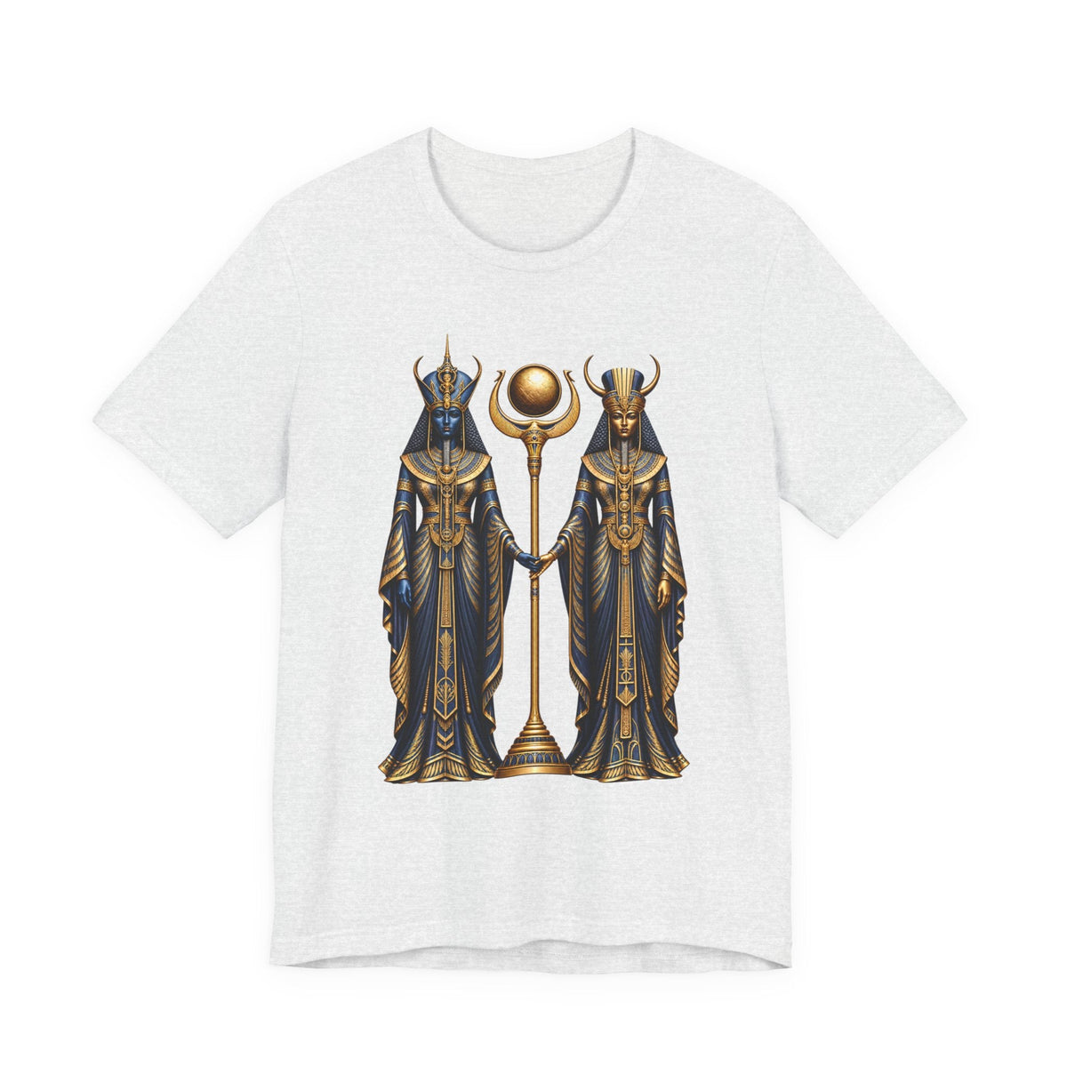 Egyptian Goddess Duo T-Shirt — Ankh & Sun Staff Graphic Tee Printify
