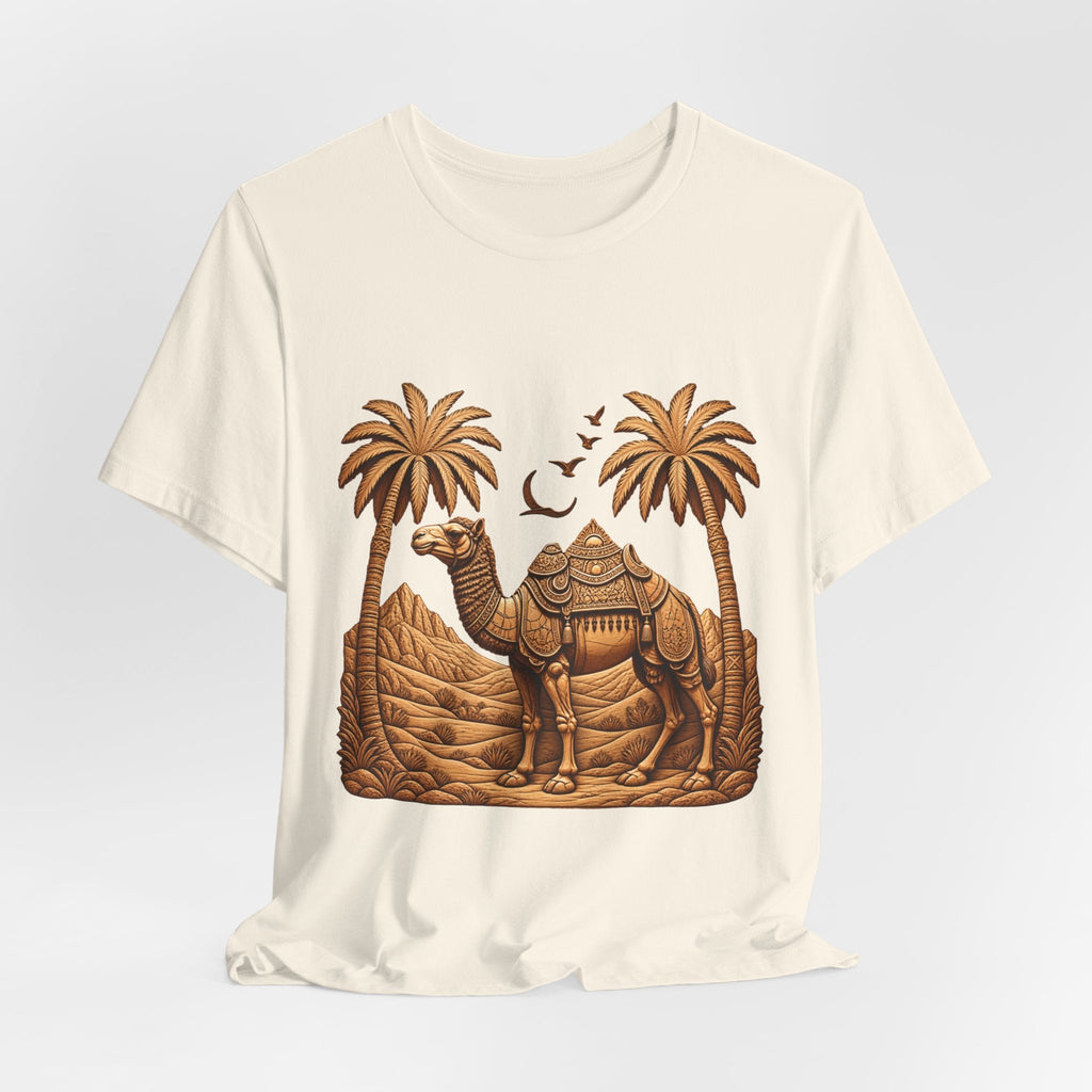 Camel Oasis T-Shirt — Egyptian Desert Palm Graphic Tee Printify