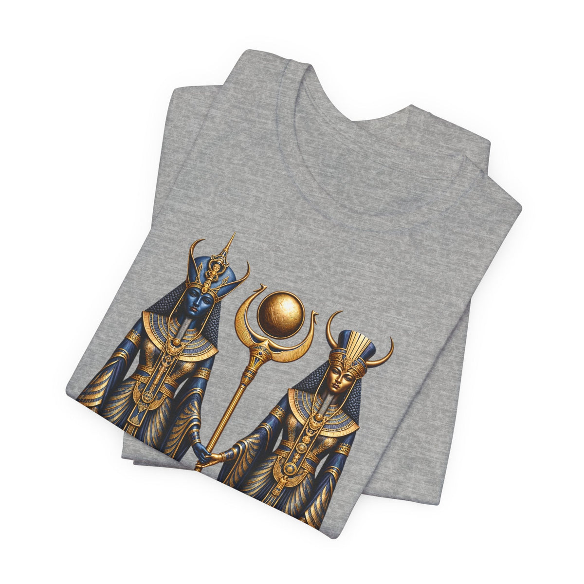Egyptian Goddess Duo T-Shirt — Ankh & Sun Staff Graphic Tee Printify