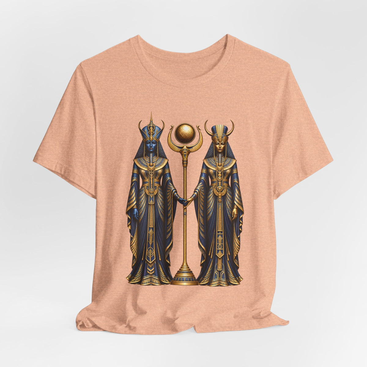 Egyptian Goddess Duo T-Shirt — Ankh & Sun Staff Graphic Tee Printify
