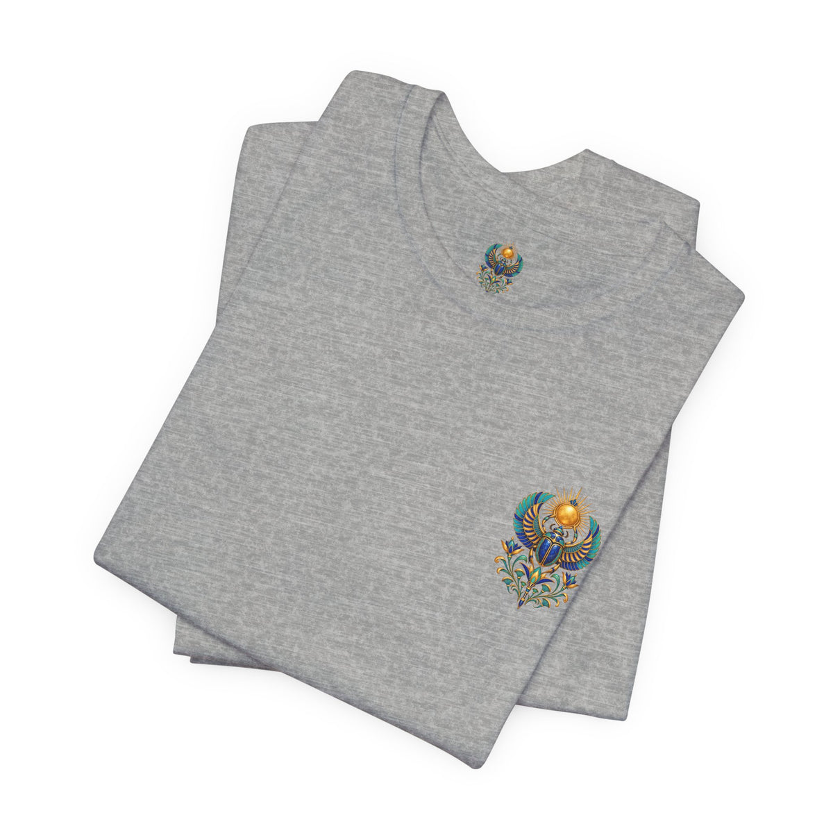 Scarabs & Sun Egyptian Scarab T-Shirt — Golden Sunback Graphic Tee Printify
