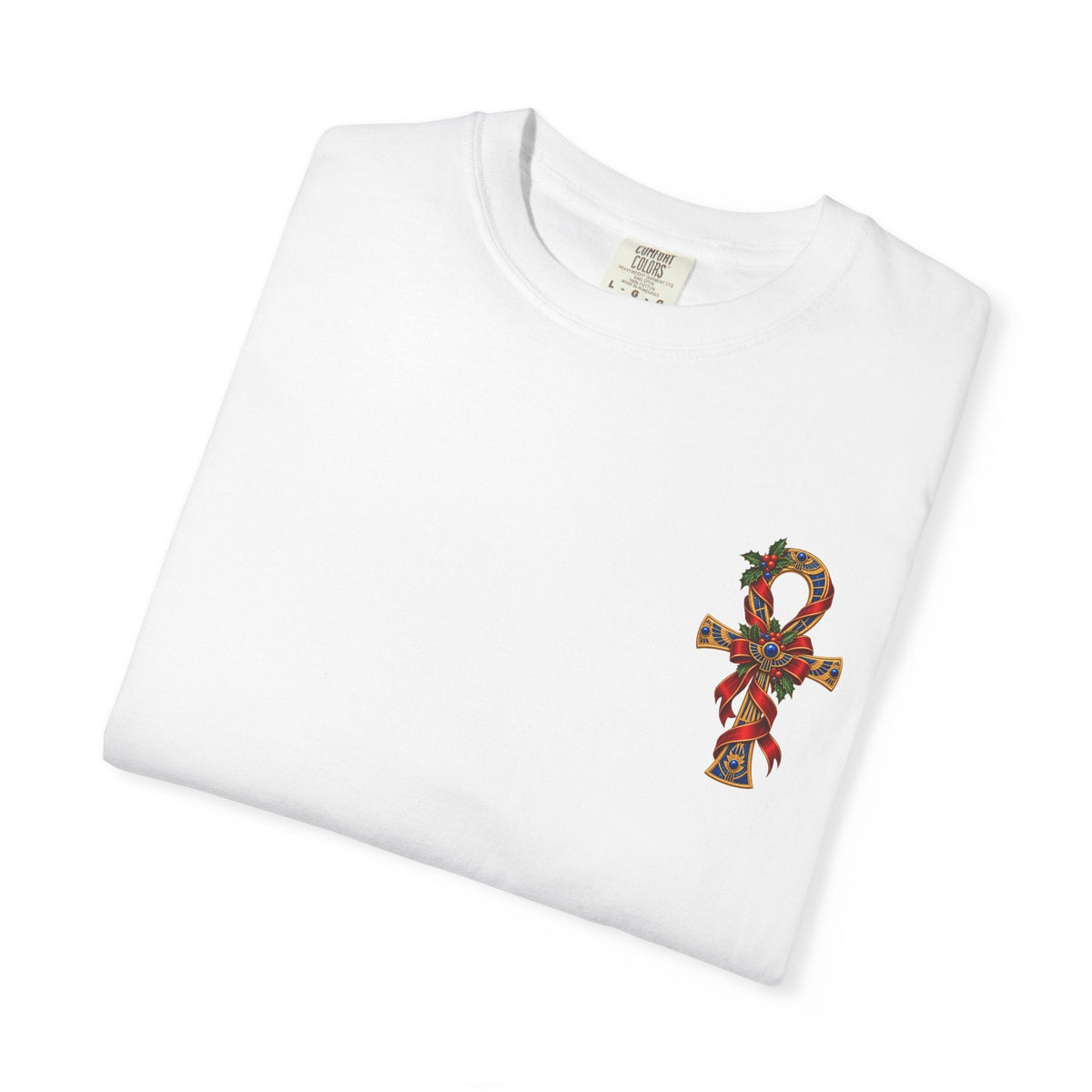 Egyptian Ankh Christmas Ribbon T-Shirt Printify