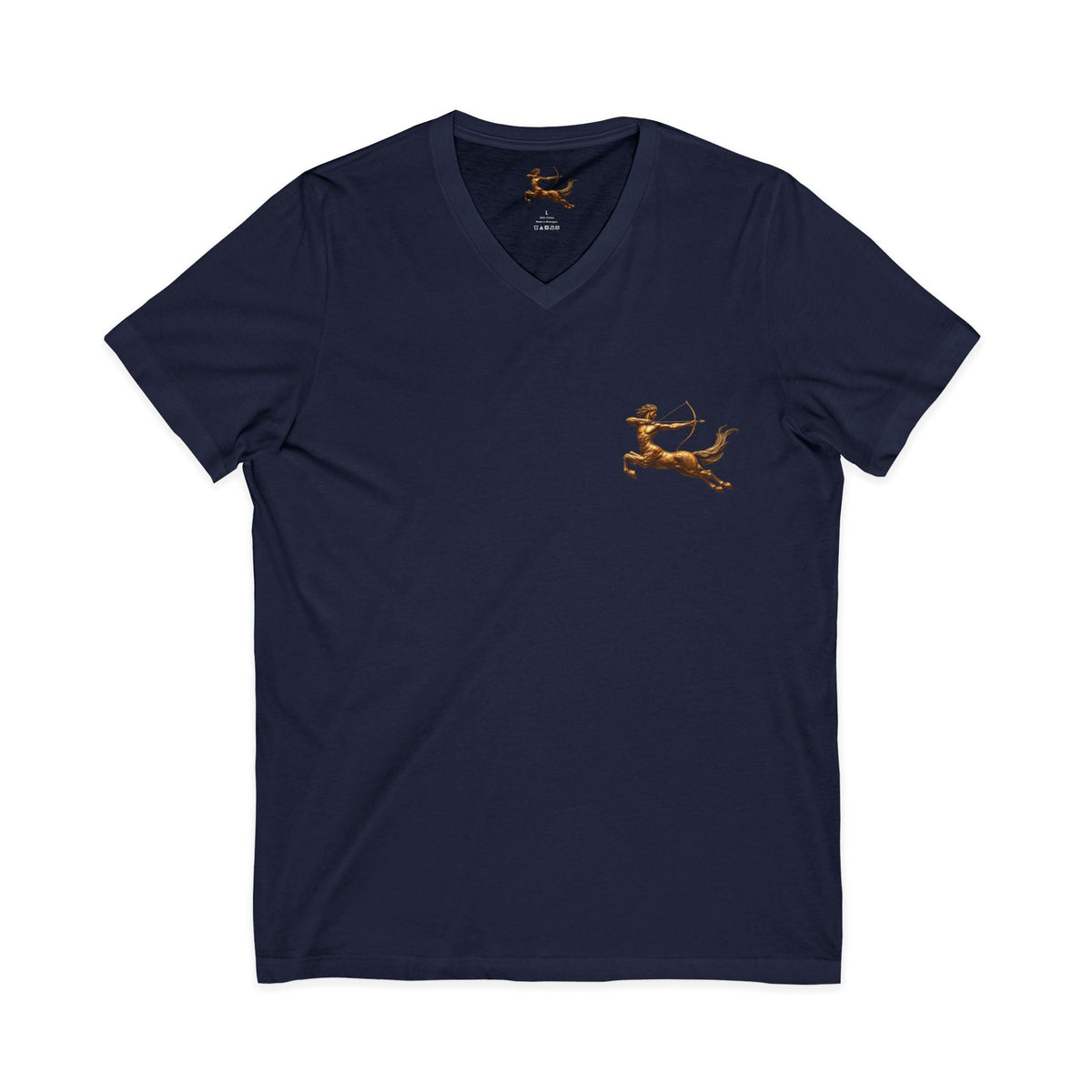 V-neck T-shirt with archer centaur graphic