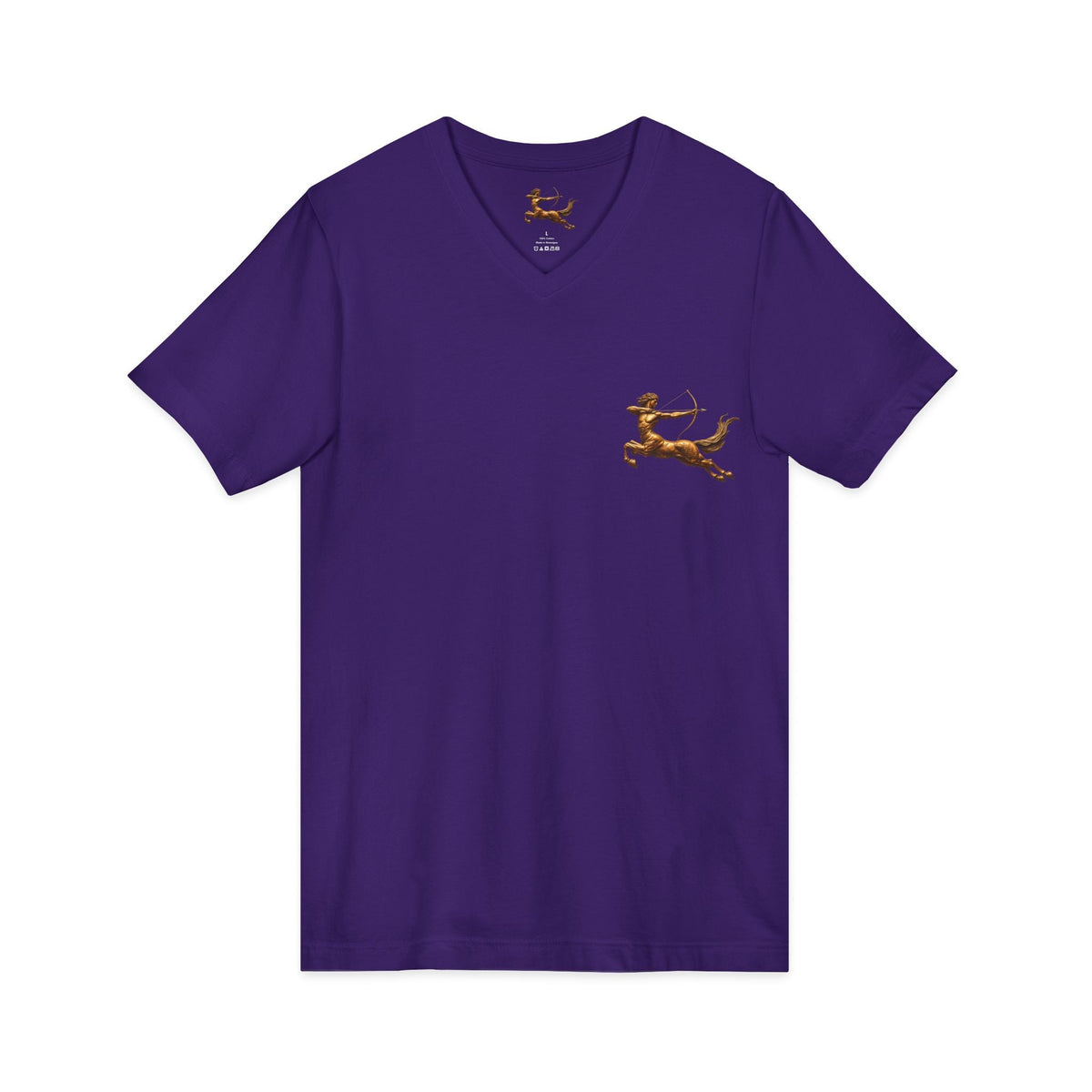 V-neck T-shirt with archer centaur graphic