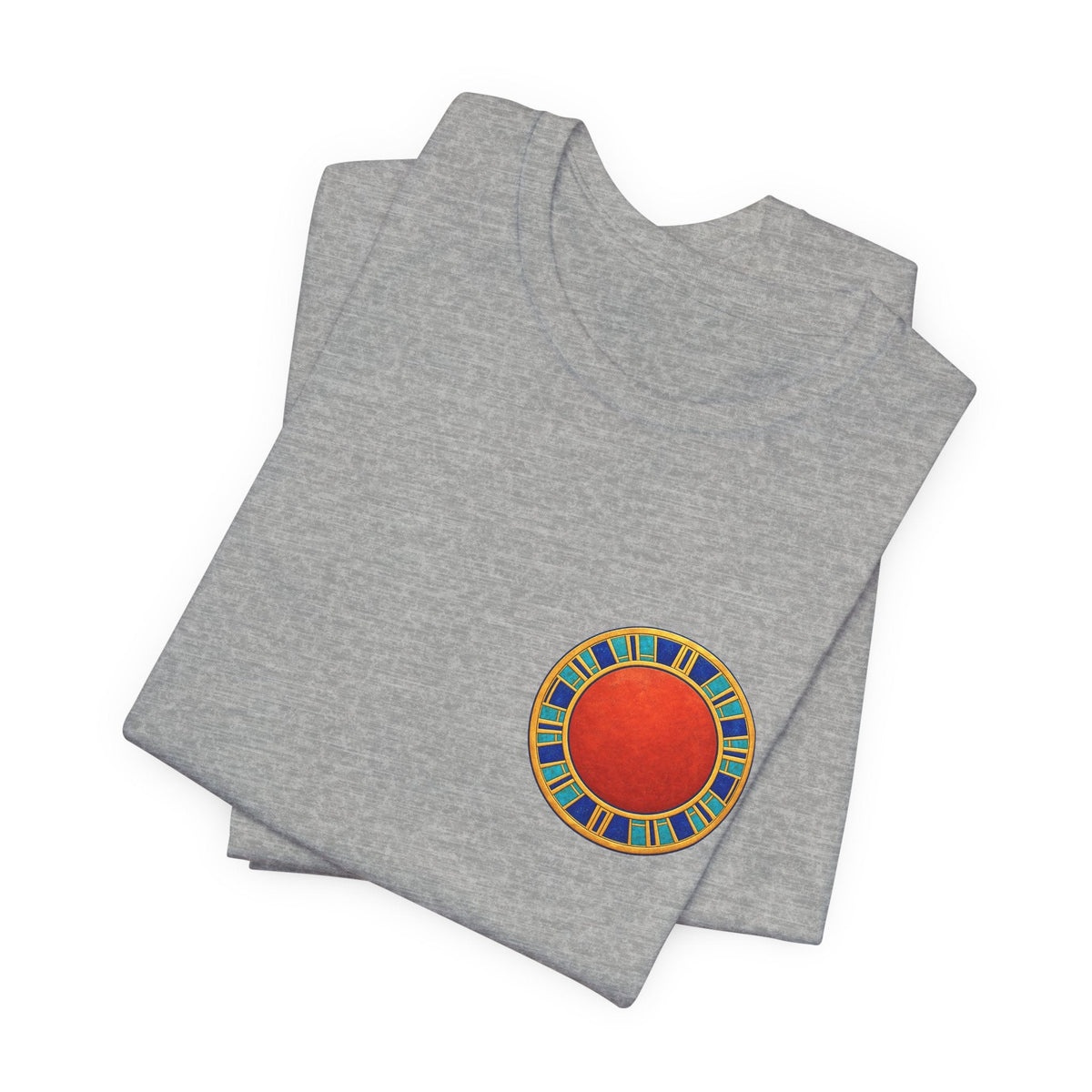 Unisex T-shirt with red Egyptian sun disk chest graphic