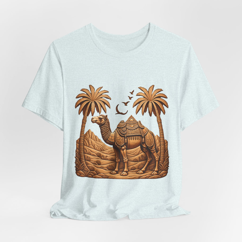 Camel Oasis T-Shirt — Egyptian Desert Palm Graphic Tee Printify