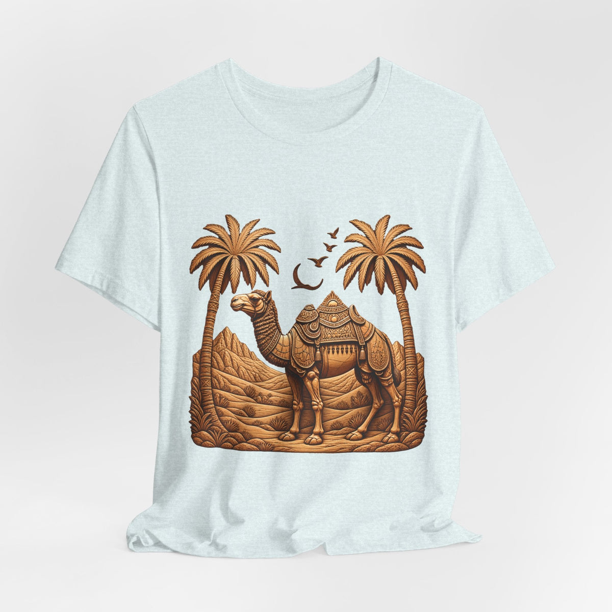 Camel Oasis T-Shirt — Egyptian Desert Palm Graphic Tee Printify