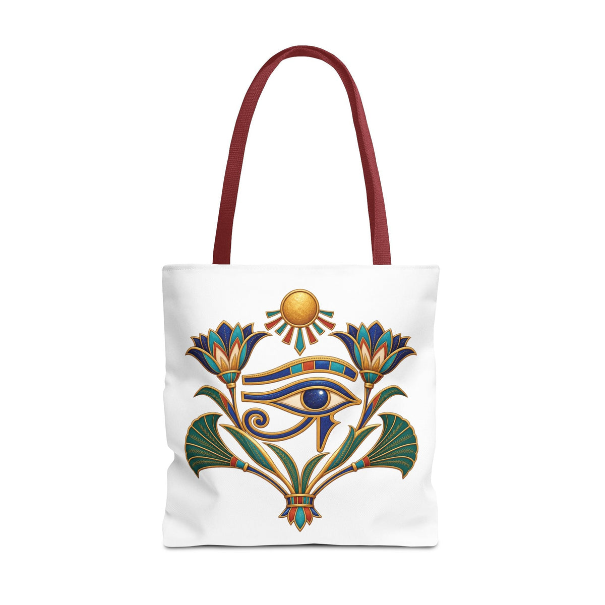 Eye of Horus and lotus Egyptian heritage all-over print tote bag